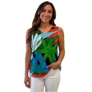 Ann Taylor Women's Sleeveless Blouse Tropical  Resort Beach Cruise Size XSP